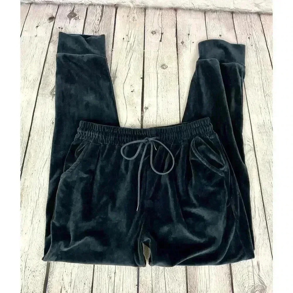 Velveteen Dark Blue Jogger Pants LARGE Stretch Drawstring Elastic Waist Women's - Picture 6 of 11